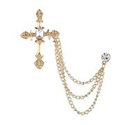 HCMA Nouveau métal Croix Broche Cristal Strass Gland chaîne épinglette Mode Hommes Costume Badge pour Femmes Accessoires