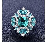 HCMA Nouvelle Arrivée Bijoux De Pierres Précieuses Anneaux Anneaux en Argent pour Les Femmes Paraiba Tourmaline Anneau De Pierres Précieuses Bijoux De Fête Cadeau