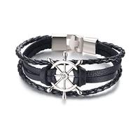 HCMA Nouvelle Marque Vogue Punk Vintage Gouvernail Charme Bracelets Bracelets Multi-couche En Cuir Corde Bracelets Bracelets pour Hommes
