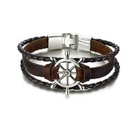 HCMA Nouvelle Marque Vogue Punk Vintage Gouvernail Charme Bracelets Bracelets Multi-couche En Cuir Corde Bracelets Bracelets pour Hommes