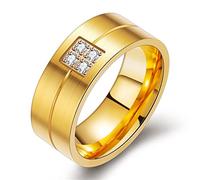 HCMA Nouvelle mode or couleur titane acier bague de mariage pour femme hommes blanc CZ pierre bague de fiançailles de haute qualité