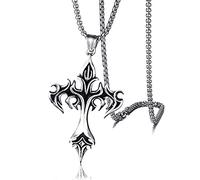 HCMA Punk Flamme Croix Pendentif Chaîne Collier pour Hommes Mâle Hip Hop Rock Style Gothique Cadeau
