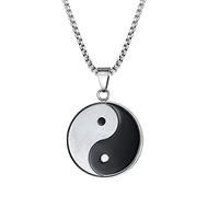 HCMA Symbole Mystique Chinois Yin Yang Pendentif Collier pour Hommes Titane Acier médite Yoga Deux Tons Bijoux Masculins