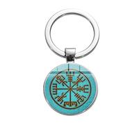 HCMA Viking Boussole Porte-clés Ancienne trinité Nordique Runes Odin Symbole Art Motif Temps gemme Porte-clés Voiture Porte-clés Bijoux Cadeau