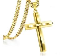 HCMA Vintage Punk Rock Hip Hop Or Noir Croix Pendentif Femmes Collier Rétro Croix Jésus Collier Dangle Chaîne Cadeau pour Hommes