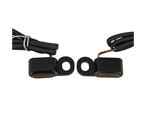 HCmotorku Mini clignotant LED pour moto - Clignotant avant - Pour Harley Touring Road King Street Gilde Electra Glide 2014-2023 Softail 2016-2017 - Lentille fumée