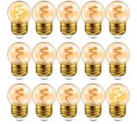 Hcnew G40 E27 LED Ampoule à filament Edison rétro Mini Globe 1W Ampoule à filament en spirale en verre ambre 230V pour guirlandes d'extérieur, lumières de café, de Noël Super chaud 2200K,15 Pack