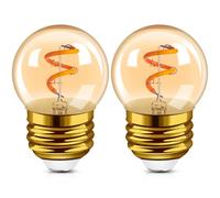 Hcnew G40 E27 LED rétro ampoule à filament Edison Mini Globe 1W ampoule à filament en spirale en verre ambre 220V pour guirlandes extérieures,lumières de café,de Noël Super chaud 2200K,2 Pack