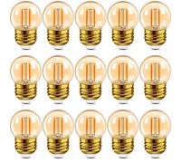 Hcnew G40 E27 LED rétro ampoule à filament Edison Mini Globe 1W ampoule en verre ambre clair 230V pour guirlandes extérieures, lumières de café,15er-Pack