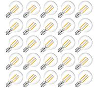 Hcnew Lot de 25 Ampoule G40 E12 led Exterieur en Verre Clair,1.5W Équivalent 10W,Blanc Chaud 2200 K, Ampoules Guirlande Guinguette Pour Fêtes,Jardins,Mariage