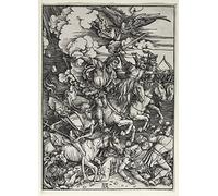 HCOTZHPY Peinture Célèbre Art Imprime Image Toile Decoration Murale les quatre cavaliers de l'apocalypse par Albrecht Dürer Artistique Peinture Pour la Décoration du Salon 60x90cm