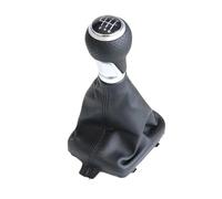 HCPAVEXT Pour A3 S3 8P 2003-2012 Pommeau De Levier Vitesse Avec Soufflet En Cuir PU (6 Speed Black Silver)