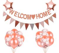 HCRXVV Lot de 22 Guirlandes de Bienvenue - Décoration de Ballon Avec Bannière - Pour Inauguration de Crémaillère, Famille, Retour de Famille