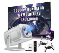 HCS350 Max Projecteur Portable sans Fil avec WiFi & Bluetooth, Console avec 10000+ Jeux 17 Émulateur, 720P, Projetor de Films Android 11, avec Fonction De Focus à Distance & Télécommande Vocale