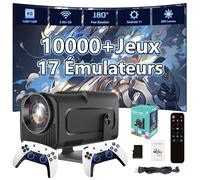 HCS350 Mini projecteur Portable Intelligent,projecteurs avec WiFi et Bluetooth,10000+ Jeux,17 émulateur, Rotation à 180°,1280 * 720P avec 2 manettes sans Fil,Android 11,pour Le Camping (Boîte Verte)