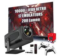 HCS350 Mini Projecteur Portable sans Fil avec WiFi & Bluetooth, Console avec 10000+ Jeux 17 Émulateurs, 200 Lumen,720P, Projetor de Films Android 11 pour Usage en Plein Air(Boîtier Rouge)