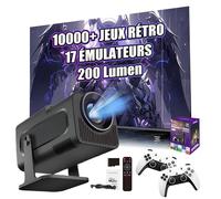 HCS350 Mini Projecteur Portable sans Fil avec WiFi & Bluetooth, Console avec 10000+ Jeux 17 Émulateurs, 200 Lumen,720P, Projetor de Films Android 11 pour Usage en Plein Air(Boîtier Violet)
