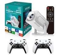 HCS350 Pro Projecteur de jeu Android 11 avec carte TF de 64 Go, contrôleur de jeu sans fil, double WiFi, 1920 x 1080p, projecteur portable home cinéma