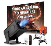 HCS350 Pro Projecteur Portable sans Fil avec WiFi & Bluetooth, Console avec 10000+ Jeux 17 Émulateurs, 720P, Android 11 pour Usage en Plein Air, avec Fonction de Réglage de Focus à Distance (Noir)