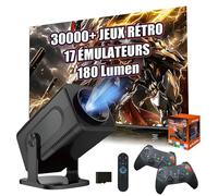 HCS350 Pro+ Projecteur Portable sans Fil avec WiFi & Bluetooth, Console avec 30000+ Jeux 17 Émulateur, 180 Lumen, 1080P, Projetor de Films Android 16 pour Usage en Plein Air, avec Télécommande Vocale