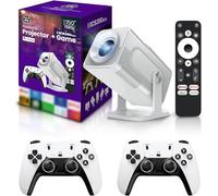 HCS350 Projecteur professionnel et jeu, projecteur de jeu intelligent rétro 4K 1280 x 1080p 30 000 jeux intégrés, jeu vidéo portable avec 2 manettes sans fil, WiFi 5G, Bluetooth, HDMI, Android 12