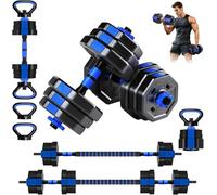 HCT STYLE Set Haltères Réglables 4 en 1 30 KG, Haltères Barre Kettlebell et Poignées Push Up, Musculation et Fitness à Domicile