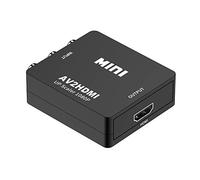 HCTian Adaptateur RCA vers HDMI, Mini AV CVBS vers HDMI Vidéo Audio Convertisseurs Adaptateur Support 1080P Compatible avec PC Xbox PS3 PS2 TV STB VHS Caméra DVD, Noir