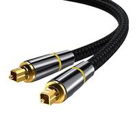 HCTian Câble Optique Audio Numérique Toslink,5m Cordon Fibre Optique Toslink Digital 24K Platinum Male à Male Compatible avec HiFi Home Cinéma, Amplificateur, TV, PS4, Xbox