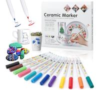 Hcunbsu Lot de 12 crayons en céramique de 1,0 mm - Passe au lave-vaisselle - Peinture pour porcelaine - Étanche - Convient pour les motifs de dessin et les créations design sur porcelaine