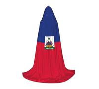 HCVXBSA Cape à capuche noire avec drapeau haïtien pour homme et femme, cape de magicien, longue cape durable et confortable pour Halloween, cosplay, fêtes, taille S