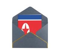 HCVXBSA Cartes vierges avec enveloppes, motif drapeau de la Corée du Nord - Pour toutes les occasions - Pour anniversaire, Noël, mariage - 10,2 x 15,2 cm - Noir