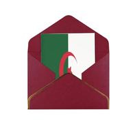 HCVXBSA Cartes vierges avec enveloppes, motif drapeau de l'Algérie - Carte de vœux scintillante de qualité supérieure pour anniversaire, Noël, mariage - 10,2 x 15,2 cm - Rouge foncé