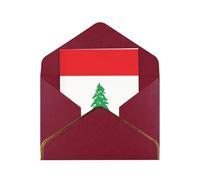 HCVXBSA Cartes vierges avec enveloppes, motif drapeau du Liban - Carte de vœux scintillante de qualité supérieure pour anniversaire, Noël, mariage - 10,2 x 15,2 cm - Rouge foncé