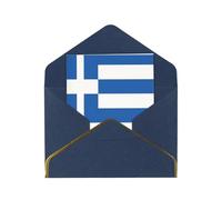HCVXBSA Cartes vierges avec enveloppes, motif drapeau grec, pour toutes les occasions, note scintillante de qualité supérieure pour anniversaire, Noël, mariage, 10,2 x 15,2 cm, bleu
