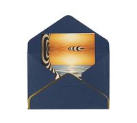 HCVXBSA Cartes vierges « The beach at sunset » avec enveloppes, pour toutes les occasions, note scintillante de qualité supérieure pour anniversaire, Noël, mariage, 10,2 x 15,2 cm, bleu