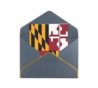 HCVXBSA Flag of Maryland Cartes vierges avec enveloppes pour toutes les occasions - Note scintillante de qualité supérieure pour anniversaire, Noël, mariage - 10,2 x 15,2 cm - Noir
