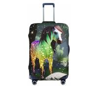 HCVXBSA Housse de protection élastique lavable pour valise de 45,7 à 81,3 cm, accessoire de voyage Motif cheval dans les contes de fées, noir, Large