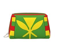 HCVXBSA Trousse de maquillage pour femme - Brosse de toilette - Soins de la peau - Organisateur de voyage - Grand sac à main de maquillage - Accessoires de sac à main - Drapeau hawaïen indigène, blanc