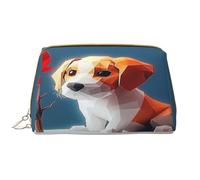 HCVXBSA Trousse de maquillage pour femme - Brosse de toilette - Soins de la peau - Organisateur de voyage - Grand sac à main de maquillage - Accessoires - Petit chien - Fleurs, blanc, One Size