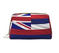 HCVXBSA Trousse de maquillage pour femme - Brosse de toilette - Soins de la peau - Organisateur de voyage - Grand sac à main de maquillage - Accessoires - Drapeau d'Hawaï américain, blanc, One Size