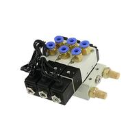 HCVYQMMJ Silencieux pneumatique Triple DC 12V 24V, 4V110-06, 4mm, 6mm, 8mm, 10mm, 12mm, Ensemble de Base à raccord Rapide, AC 110v 220v 4V110 06(8mm Fittings,AC110V)