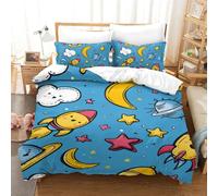 HCXXAOEYP 3D Imprimé Housse La fusée De Couette Microfibre Douce Housse Couette avec Fermeture Éclair avec Taie d'oreiller pour Enfants Garçons Filles Adulte Single（140x200cm）