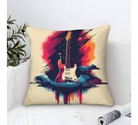HCXXAOEYP Guitare 3D Imprimé Taies d'oreiller Musique Rock Housse De Coussin Carrée Décoratif Microfibre pour Canapé Maison Salon Chambre Décoration D'intérieur 50x50cm