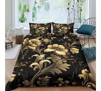 HCXXAOEYP Imprimé 3D Or Noir Parure De Lit Microfibre Super Douce Et Respirante Housses De Couettes 3 Pièces Et Taie d'oreiller King（220x240cm）