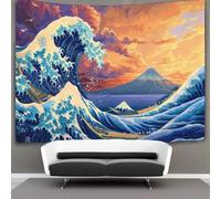 HCXXAOEYP La grande vague Tapisserie Tapisseries Coucher de soleil Wall-hanging Plaque De Pique-nique Art Mural Décoration Chambre Dortoir Fête 180cmx230cm