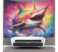 HCXXAOEYP Le grand requin blanc Tapisserie Tapisseries La férocité des océans Tenture Murale S Couverture Art Mural Décoration Chambre Dortoir Fête 150cmx200cm