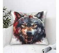 HCXXAOEYP Le Loup 3D Imprimé Taie d'oreiller Proie à la bête Housse De Coussin Carrée Cadeau Microfibre pour Canapé Chambre Deco Exterieur Decoration 45x45cm
