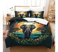 HCXXAOEYP Les éléphants 3 Pièces Parure De Lit Microfibre Motif 3D Housse De Couette avec Fermeture Éclair Et Taies d'oreiller pour Adultes Et Enfants King（220x240cm）