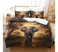 HCXXAOEYP Les éléphants Housse De Couette 3D Imprimé Parure De Lit pour Garçons Filles Ados Housse De Couette Soft Fermeture Éclair Invisible en Microfibre Double（200x200cm）