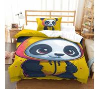 HCXXAOEYP Panda Housse De Couette 3D Imprimé Parure De Lit pour Garçons Filles Ados Housse De Couette Soft Fermeture Éclair Invisible en Microfibre Single（135x200cm）